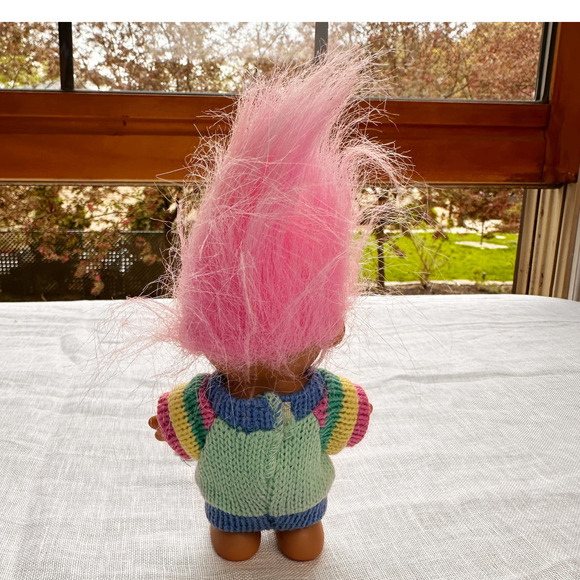 Troll Doll with Pink Hair and Colorful Sweater - Picture 2 of 3
